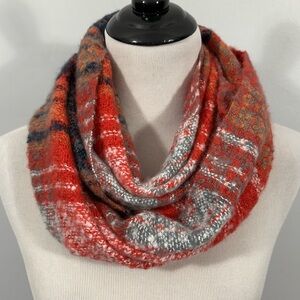 Multicolor fuzzy knit infinity scarf